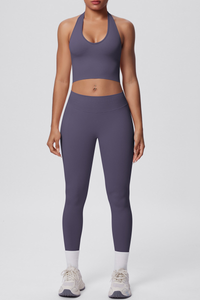 Women's Seamless Set:Halterneck Bra And High Waist Leggings