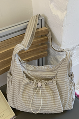 Women's Plaid Multi Pocket Drawstring Ruched Shoulde Bag