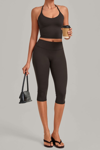 Women’s Halter Tank & Capri Leggings 2-Piece Yoga Set