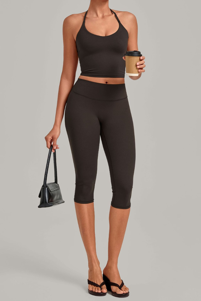 Women’s Halter Tank & Capri Leggings 2-Piece Yoga Set
