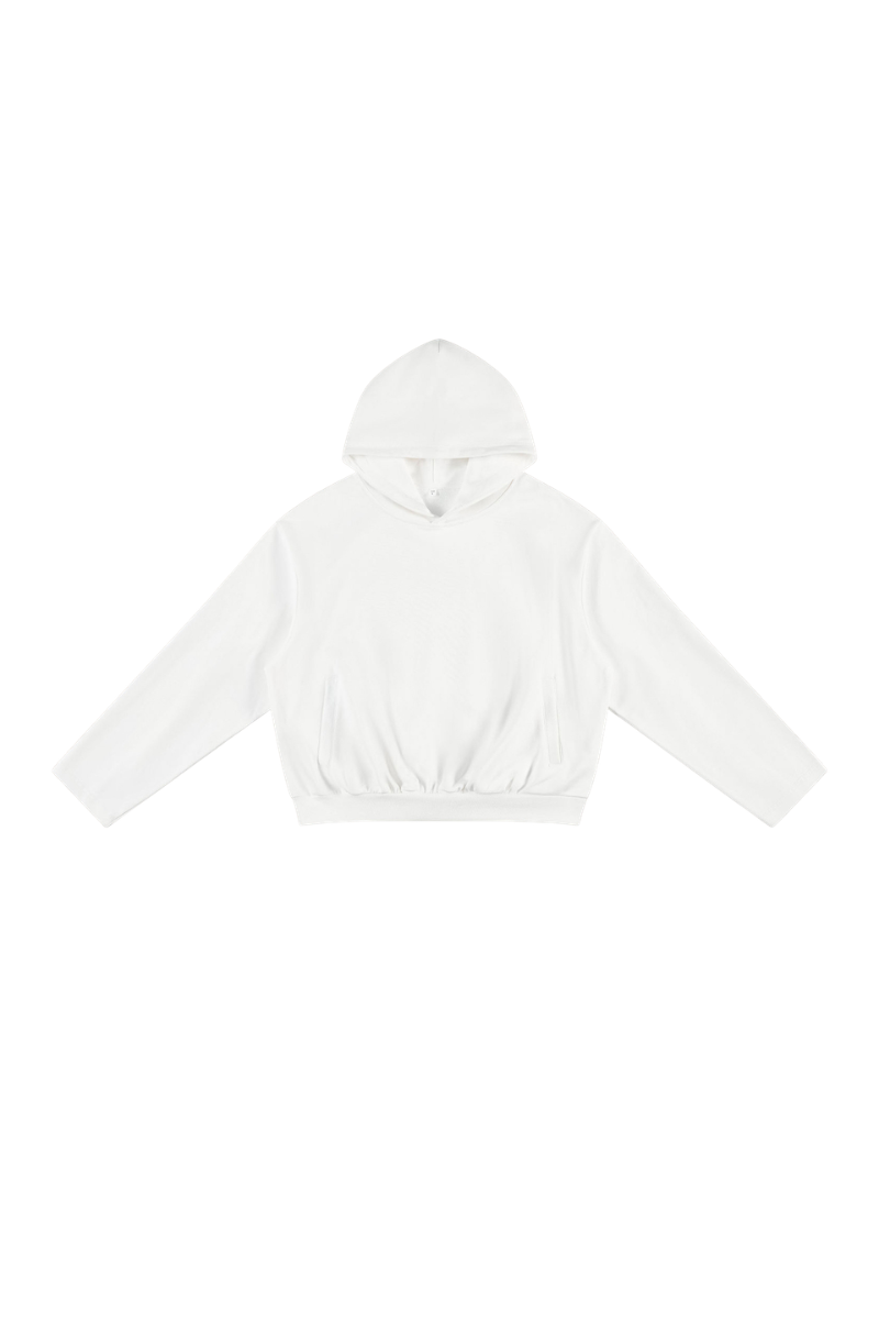 Men's Fall Boxy Cropped Kangaroo Pocket Drop-Shoulder Hoodie
