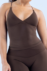 Women's Athletic Twist-Front Cross-Back V-Neck Tank Top