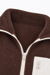 Women's Fall Half Zip Stand Block Drawstring Hem Sweatshirts