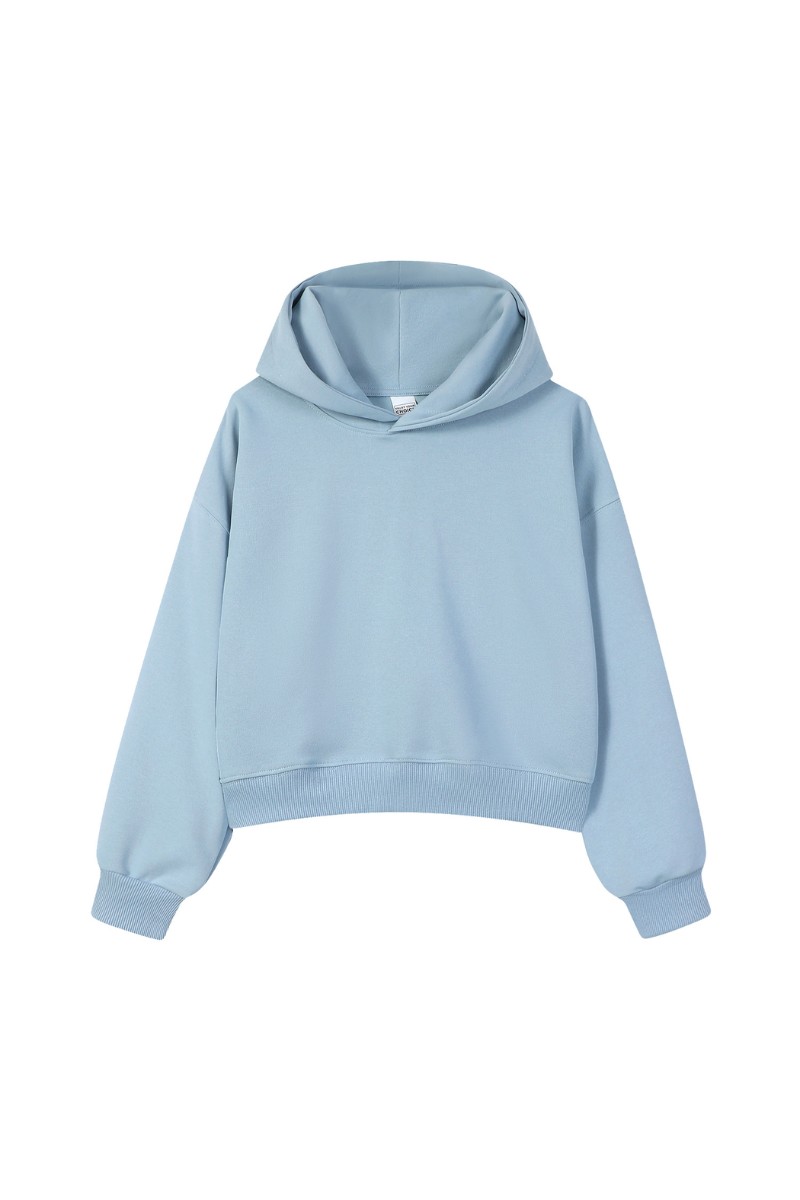 Women's Fall Cropped Relaxed Solid Sports Hoodie
