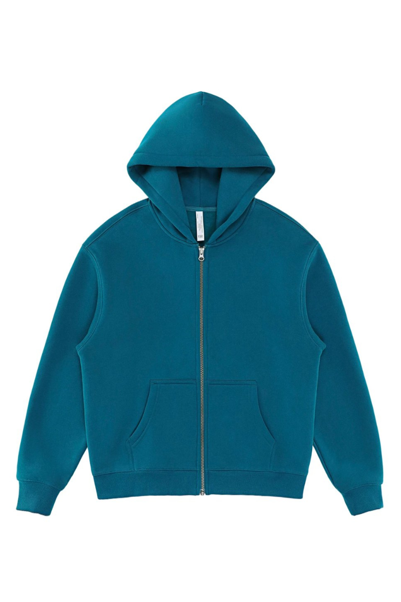 Unisex Fall 350G  Fleece Zip Up Relaxed  Solid Jacket