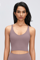 Women's Naked Feeling V Neck Padded Sports Yoga Bra