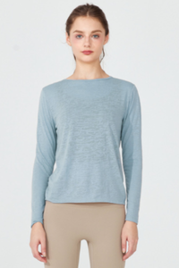Women's Back Split Tie Lightweight Sheer Long Sleeve T-shirt