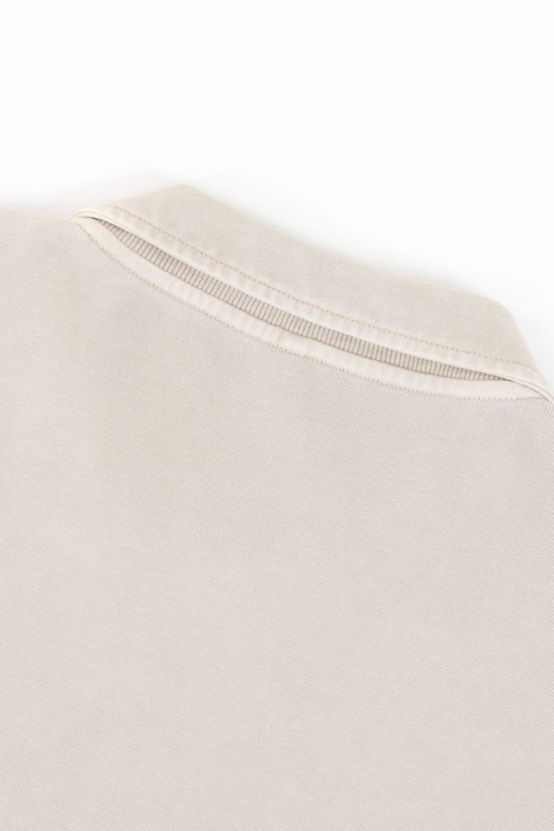 Women's  Fall 100% Cotton Collared V-Neck Crop Sweatshirt