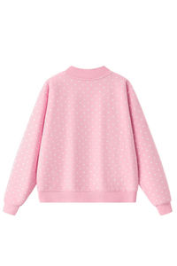 Unisex Fall Cozy Fleece Polka Dot Mockneck Sweatshirt