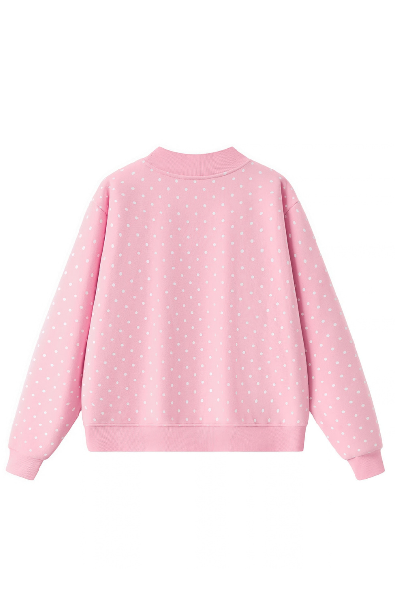 Unisex Fall Cozy Fleece Polka Dot Mockneck Sweatshirt
