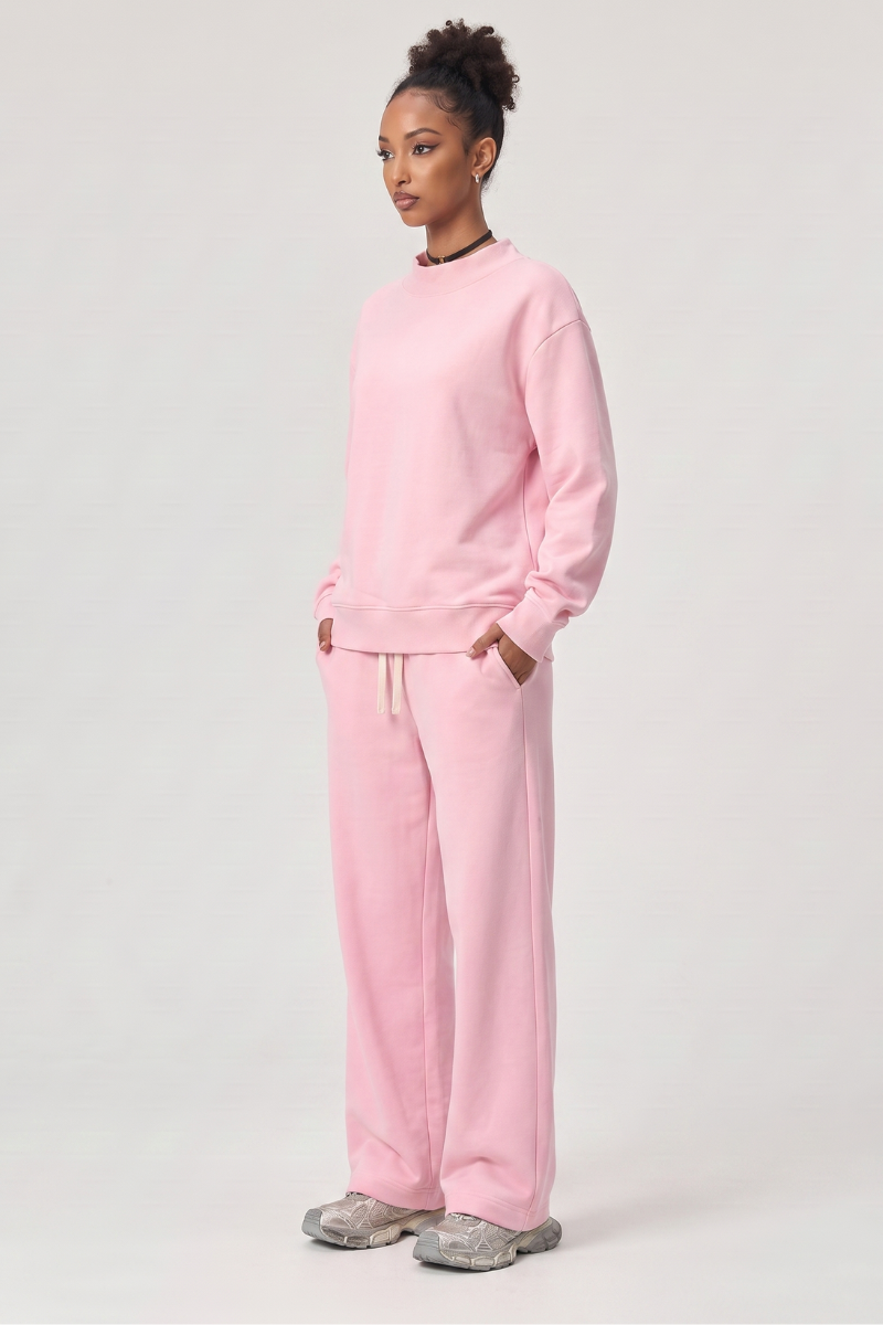 Unisex Fall Fleece Mock Neck Sweatshirt and Sweatpants Sets