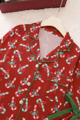 Women's Candy Cane Long Sleeves Christmas Pajama Set