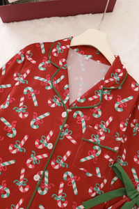 Women's Candy Cane Long Sleeves Christmas Pajama Set