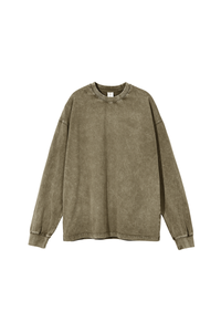 Unisex 100% Cotton Fall Vintage Washed Oversized Pullover