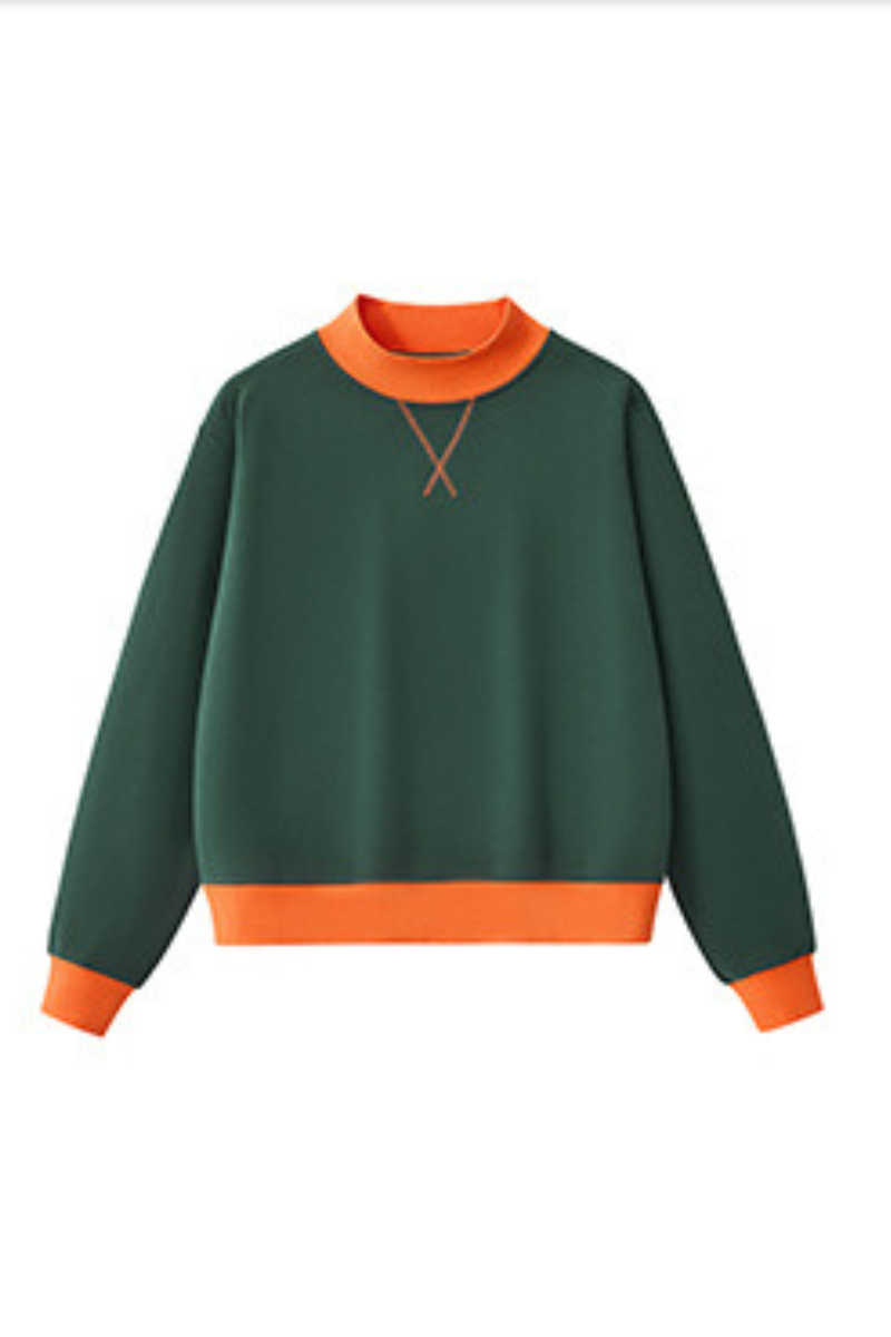 Women's Fall Cozy Fleece Mock Neck Color Block Sweatshirt