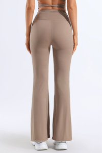 Women's Pleated Waist High-Stretch Yoga Flared Pants