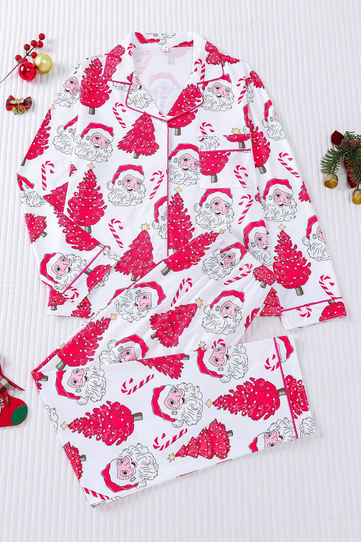 Women's Christmas Tree Printed Christmas Pajama Set
