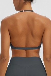 Women's Naked Feel Padded Halter V Neck Sports Bra