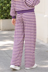 Plus Size Women's Fall Stripe Elastic Waistband Casual Pants