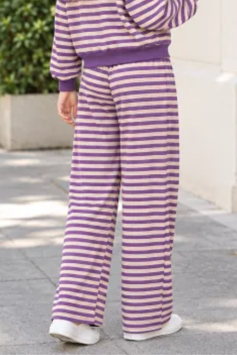 Plus Size Women's Fall Stripe Elastic Waistband Casual Pants