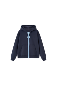 Women Loungewear Color Block Big Tooth Zipper Hooded Jacket