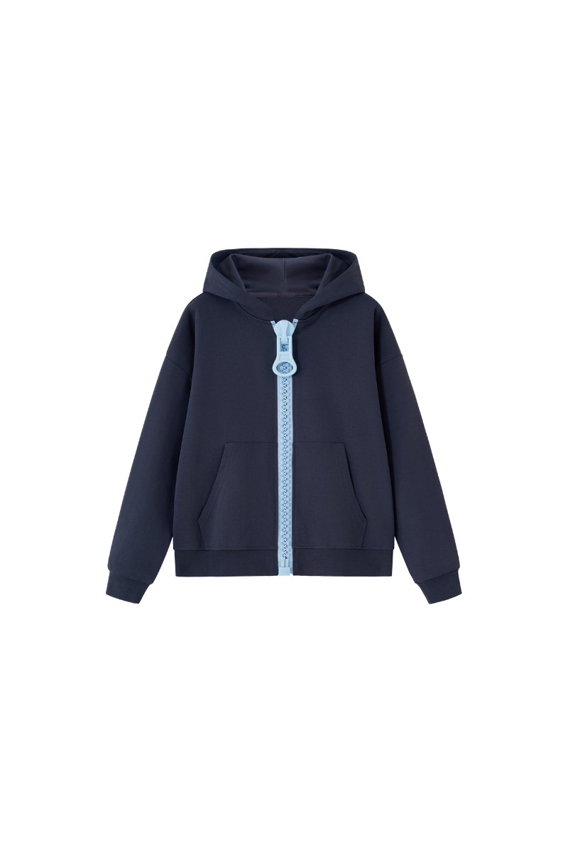 Women Loungewear Color Block Big Tooth Zipper Hooded Jacket