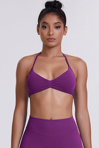 Women's Seamless Pleated Halterneck Sports Bra