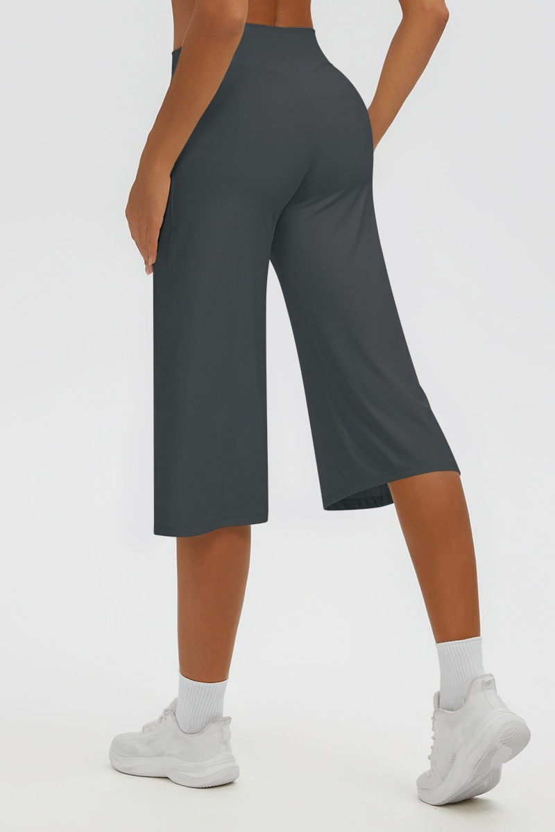 Women's Brushed Mid Waist Wide Leg Capri Yoga Pants