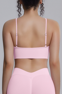 Women's Seamless Knit Solid Color Triangle Cup Sports Bra