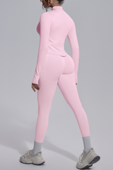 Women's Stand Collar Slim Fit Jacket & Yoga Leggings 2 Piece Set