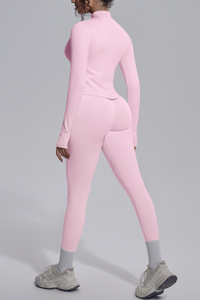 Women's Stand Collar Slim Fit Jacket & Yoga Leggings 2 Piece Set