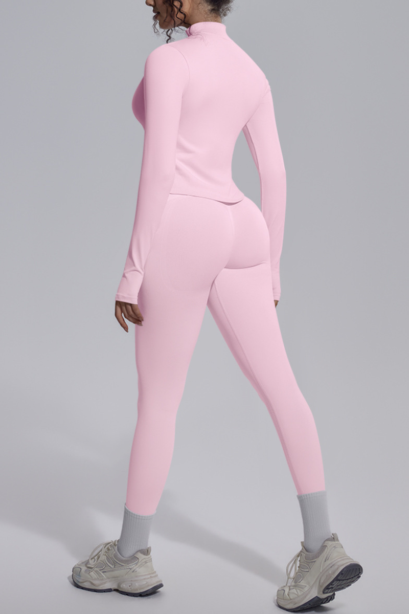 Women's Stand Collar Slim Fit Jacket & Yoga Leggings 2 Piece Set