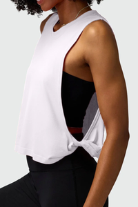 Women's Lightweight Crew Neck High Side Slit Loose Tank Top