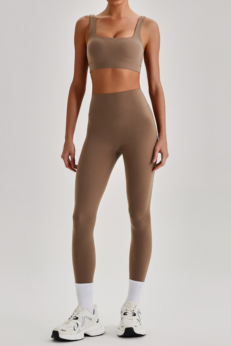 Women's Wide Strap U-neck Bra & High Waist Yoga Leggings Set