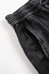 Unisex Fall Washed Adjustable Drawstring Hem Sweatpants