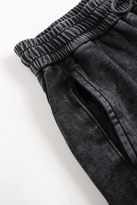 Unisex Fall Washed Adjustable Drawstring Hem Sweatpants