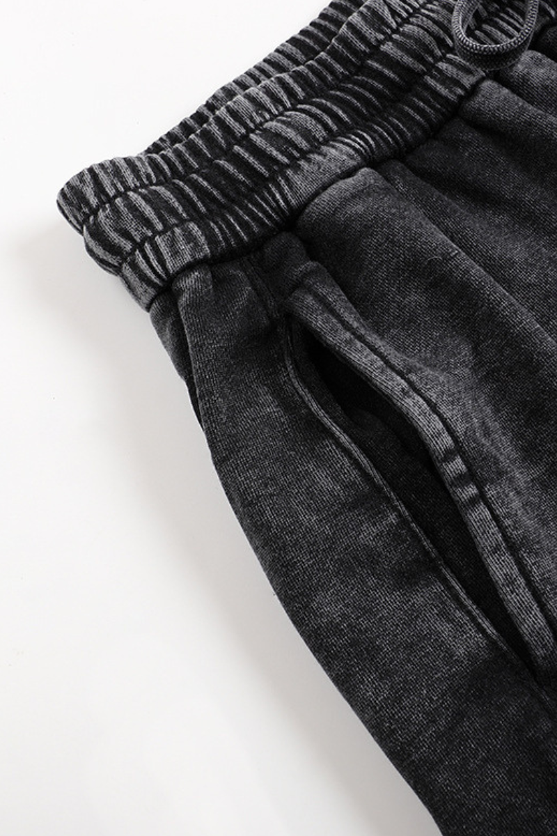 Unisex Fall Washed Adjustable Drawstring Hem Sweatpants