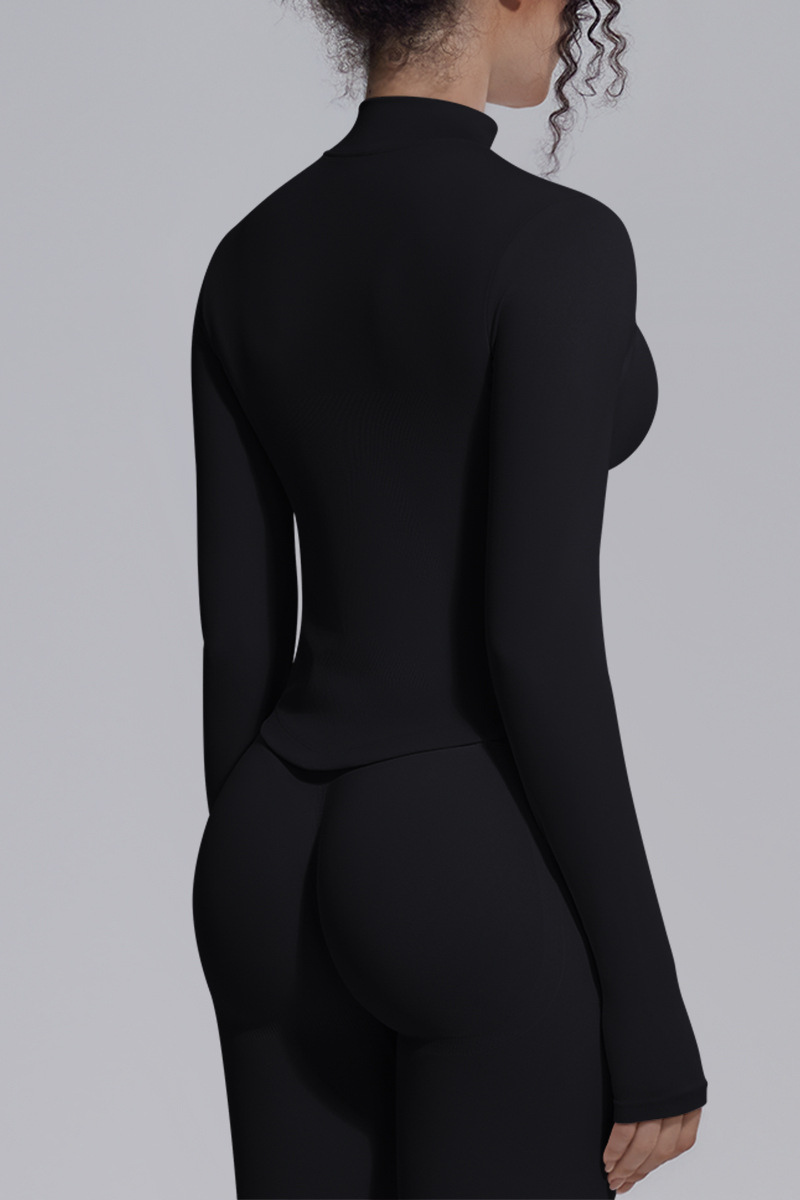Women's Half Zip Stand Collar Long Sleeve Fitness Jacket