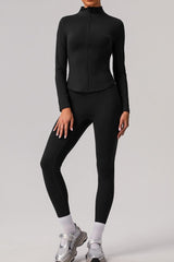 Classic long-sleeved track jacket and sports leggings 2-piece set