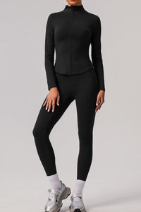 Classic long-sleeved track jacket and sports leggings 2-piece set