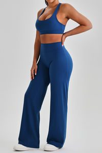 Women's Bare Feel Cutout Bra & Quick Dry Wide Leg Pant Set