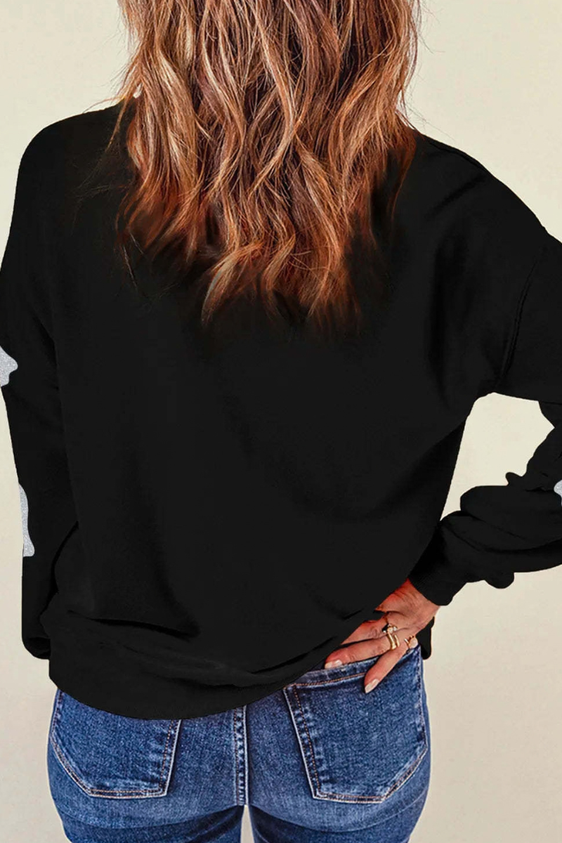 Women's Fall Halloween Ghost Glitter Print Sweatshirt