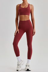Women's Wide Strap Sports Bra & No Front Seam Leggings Set