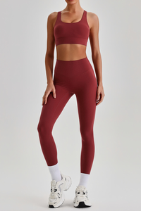 Women's Wide Strap Sports Bra & No Front Seam Leggings Set
