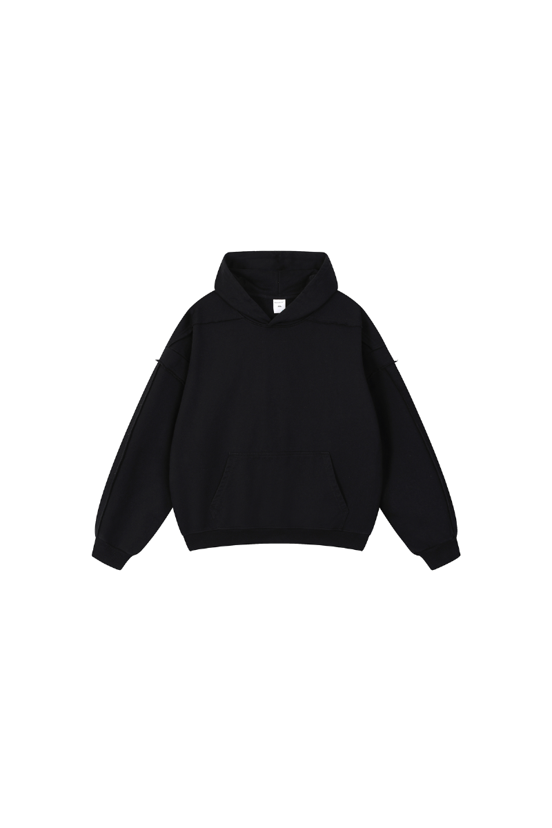 Men's Fleece Raw Edge Spliced Fake Two Piece Hoodie