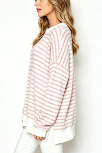 Women's Loungewear Winter Wavy Stripe Oversized Sweatshirt