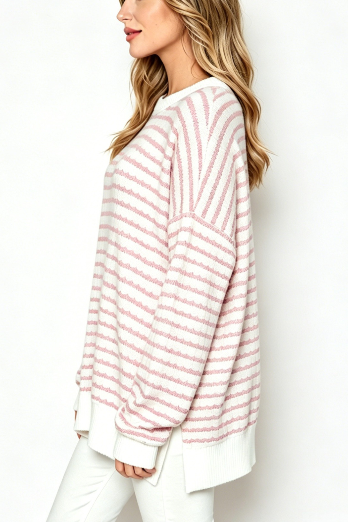 Women's Loungewear Winter Wavy Stripe Oversized Sweatshirt