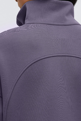 Women's Fall/Winter Stand Collar Half Zip Cropped Sweatshirt