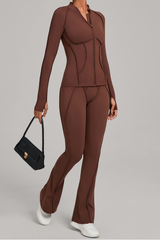 Ladies' zipper long-sleeve two-piece set