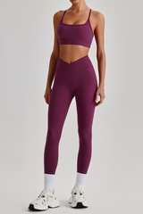 Women's  Crisscross Back Bra & V-Waist Yoga Leggings Set